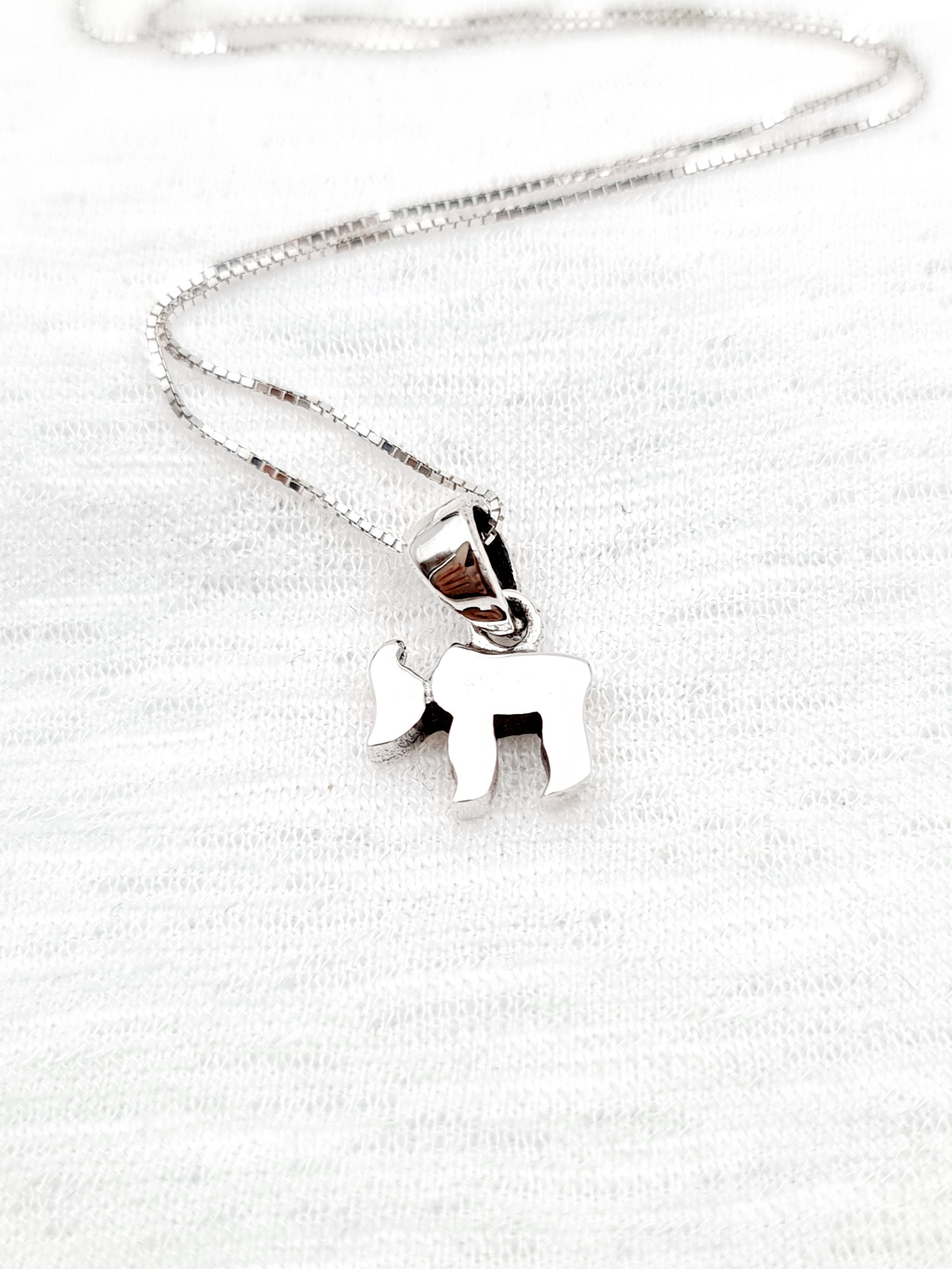 Collier Pendentif 'Chai' Longévité En Argent 925 Sterling - 18 Pouces/45 Cm - Fabriqué En Israël - Neuf Étiqueté