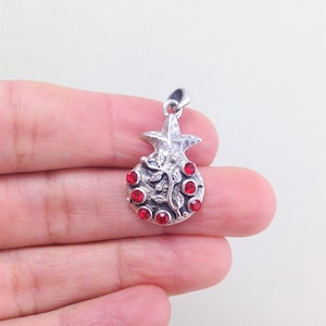 Pomegranate Jewelry, Pomegranate Pendant Necklace Red Crystals, Sterling Silver Pomegranate Pendant, Judaica Jewelry, Gift for Her