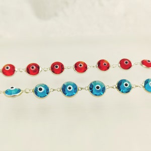 Crystal Evil Eye Bracelet,  Beaded Evil Eye Bracelet 925 Sterling Silver 10mm, Women Bracelet, Silverbar55, Red Evil Eye Bracelet