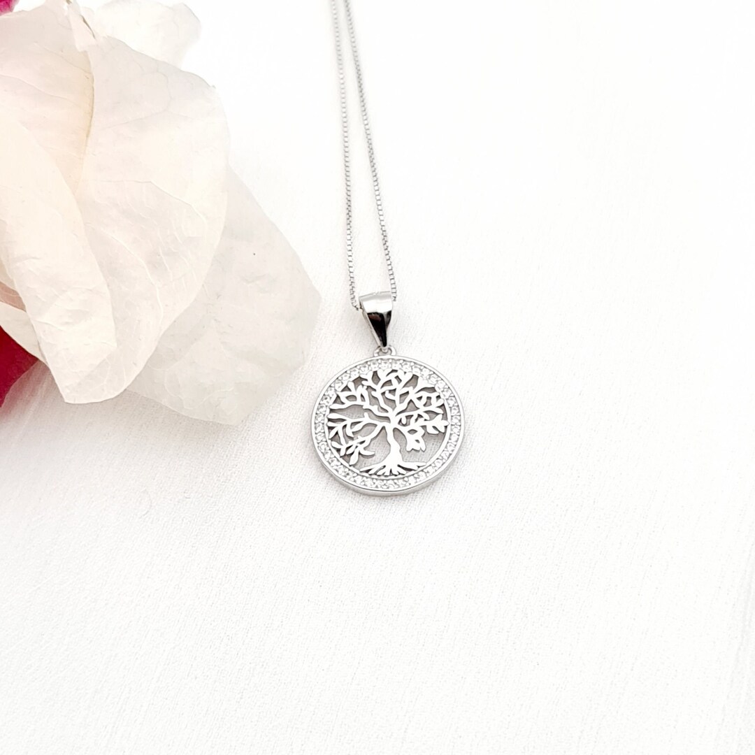Tree of Life Pendant Necklace, 925 Sterling Silver Tree of