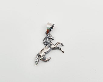 Sterling Silver Horse Pendant Charm: 3D Animal Jewelry