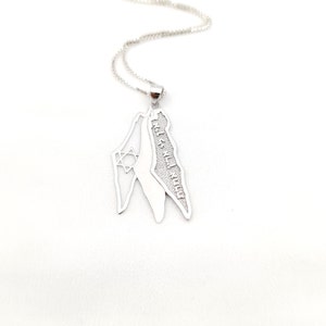 Collier carte d'Israël avec pendentif en argent sterling 925, gravure en hébreu Je n'ai pas d'autre pays, cadeau bijoux juifs, pendentif pays