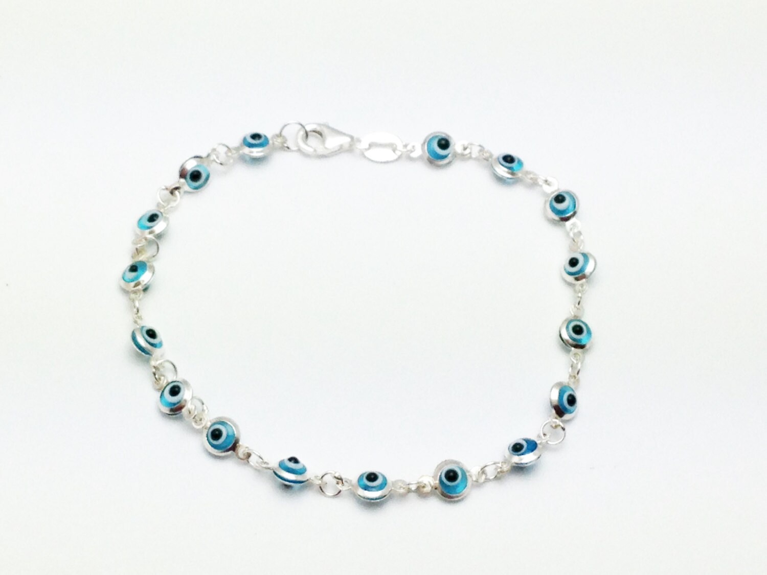 Evil Eye Beaded Bracelet 925 Sterling Silver Evil Eye Etsy