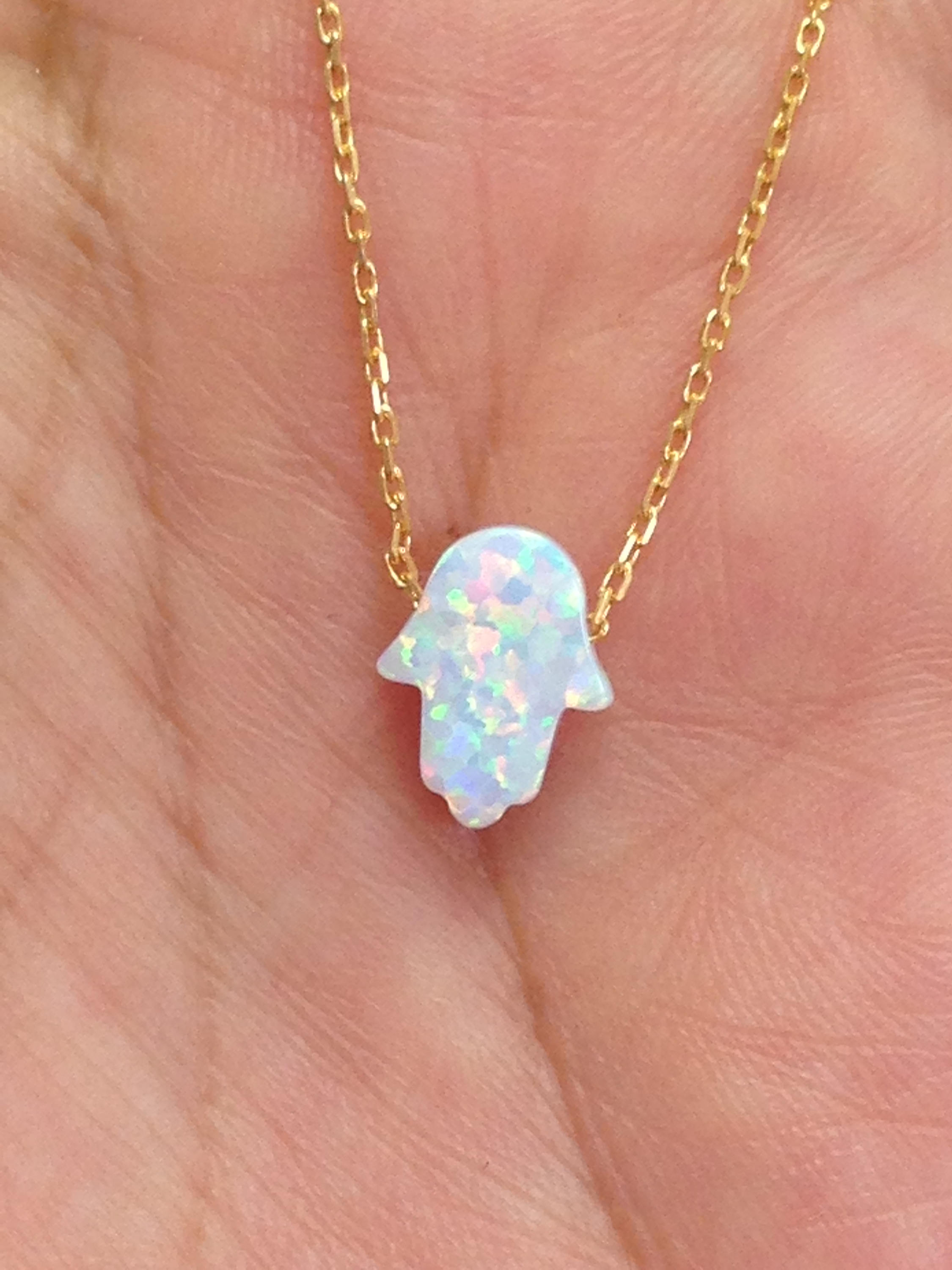 Hamsa necklace opal Clearance