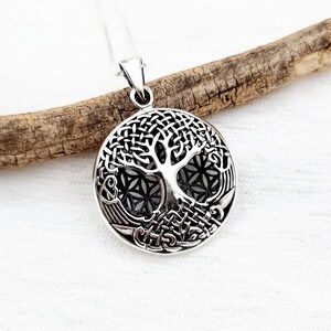 Baum des Lebens Halskette, Blume des Lebens Anhänger Halskette 925 Sterling Silber, Heilige Geometrie Schmuck, Kabbalah