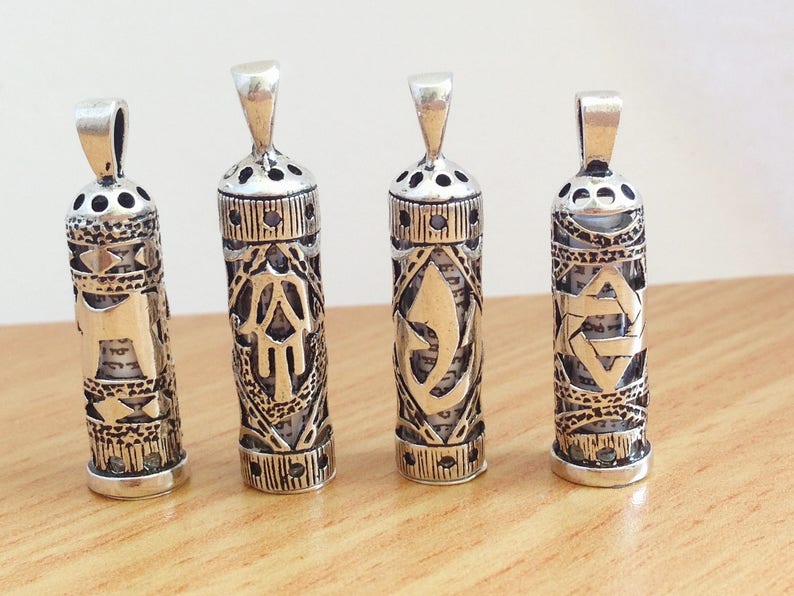 Mezuzah Necklace With Scroll Case Pendant Sterling Image 0