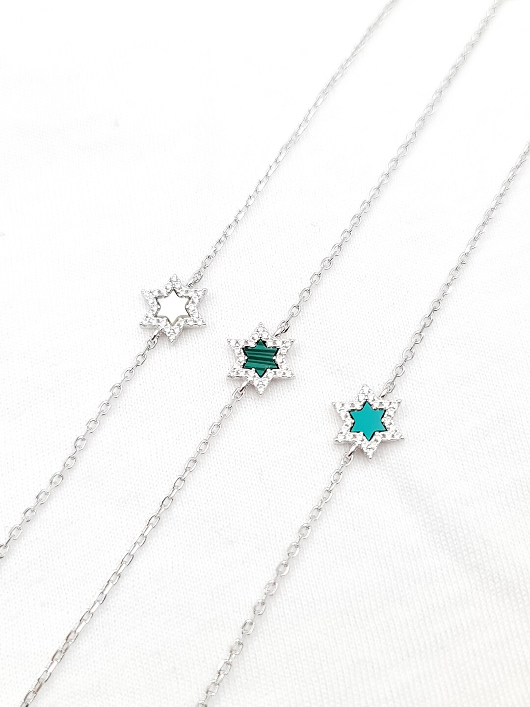 Star of David Bracelet, 925 Sterling Silver Star Bracelet, Turquoise