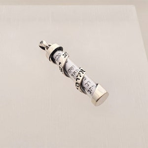 925 Sterling Silver Mezuzah Shema Israel Pendant Necklace with Scroll, Jewish Jewelry Bar Mitzvah Gift Only Pendant