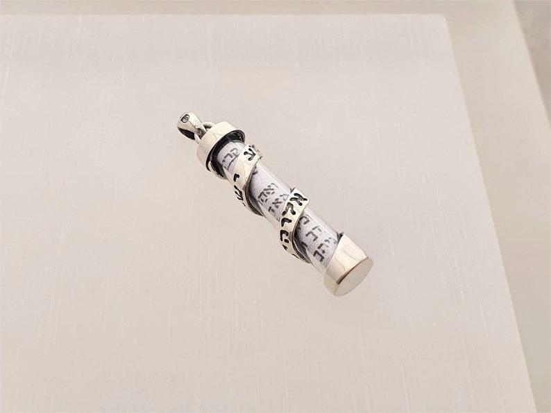 925 Sterling Silber Mezuzah Shema Israel Anhänger Halskette mit Schriftrolle, Jüdischer Schmuck Bar Mitzwa Geschenk Only Pendant