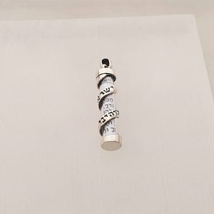 925 Sterling Silver Mezuzah Shema Israel Pendant Necklace with Scroll, Jewish Jewelry Bar Mitzvah Gift image 5