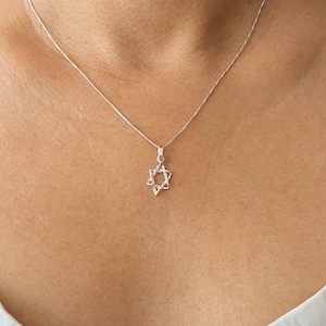 Sterling Silver Star of David Necklace: Dainty Magen David Pendant