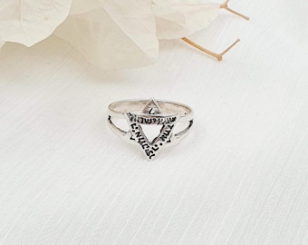 925 Sterling Silver Shema Israel Ring: Star of David Jewish Prayer Ring