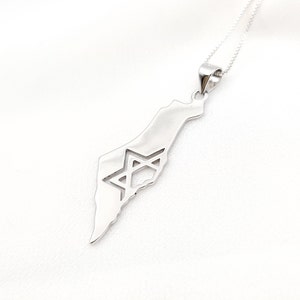 Collier carte d'Israël, étoile de David, pendentif pays, pendentif carte d'Israël en argent sterling 925, cadeau bijoux juifs, bijoux judaïques