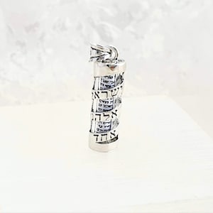 925 Sterling Silver Mezuzah Pendant Necklace with Scroll, Shema Israel image 4