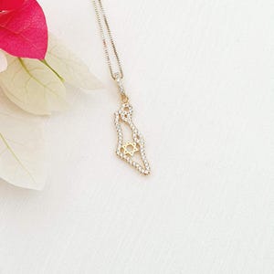 Collier carte d'Israël en or, étoile de David, pendentif pays, pendentif carte d'Israël en argent sterling 925, cadeau bijoux juifs, bijoux judaïques
