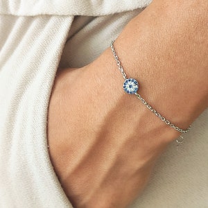 Evil Eye Adjustable Bracelet 925 Sterling Silver, Dainty Bracelet