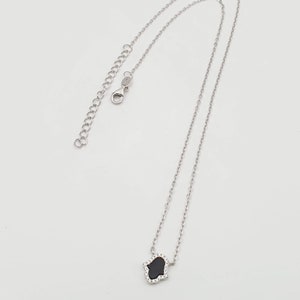 Hamsa Necklace, Black Onyx Hamsa Adjustable Necklace, 925 Sterling Silver Hamsa Necklace, Minimalist Jewelry, Charm necklace image 5
