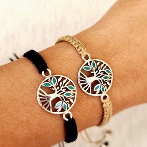 Tree of Life Bracelet, Macrame Adjustable Bracelet, Silver Tree of Life