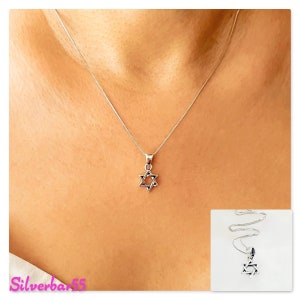 925 Sterling Silver David Star Pendant Necklace, Magen David Pendant, Judaica Jewish Jewelry SB