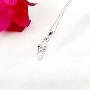 Collier carte d'Israël, pendentif pays, pendentif carte d'Israël en argent sterling 925, cadeau bijoux juifs, bijoux judaïques