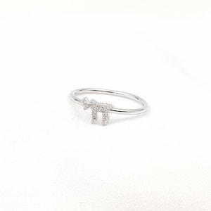 Chai Ring, Life Ring Hebrew 925 Sterling Silver Ring Cz Crystals, Jewish Jewelry