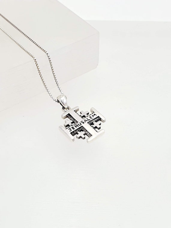 Pendentif Croix De Jérusalem En Argent Sterling - Fabriqué à La Main En Israël - Neuf