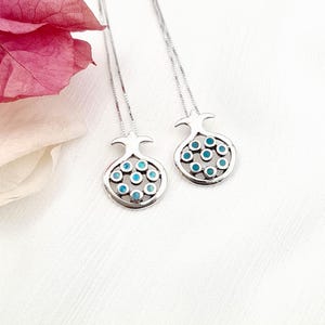 Collier grenade en argent sterling : pendentif opale bleue et pierre d&#39;Eilat