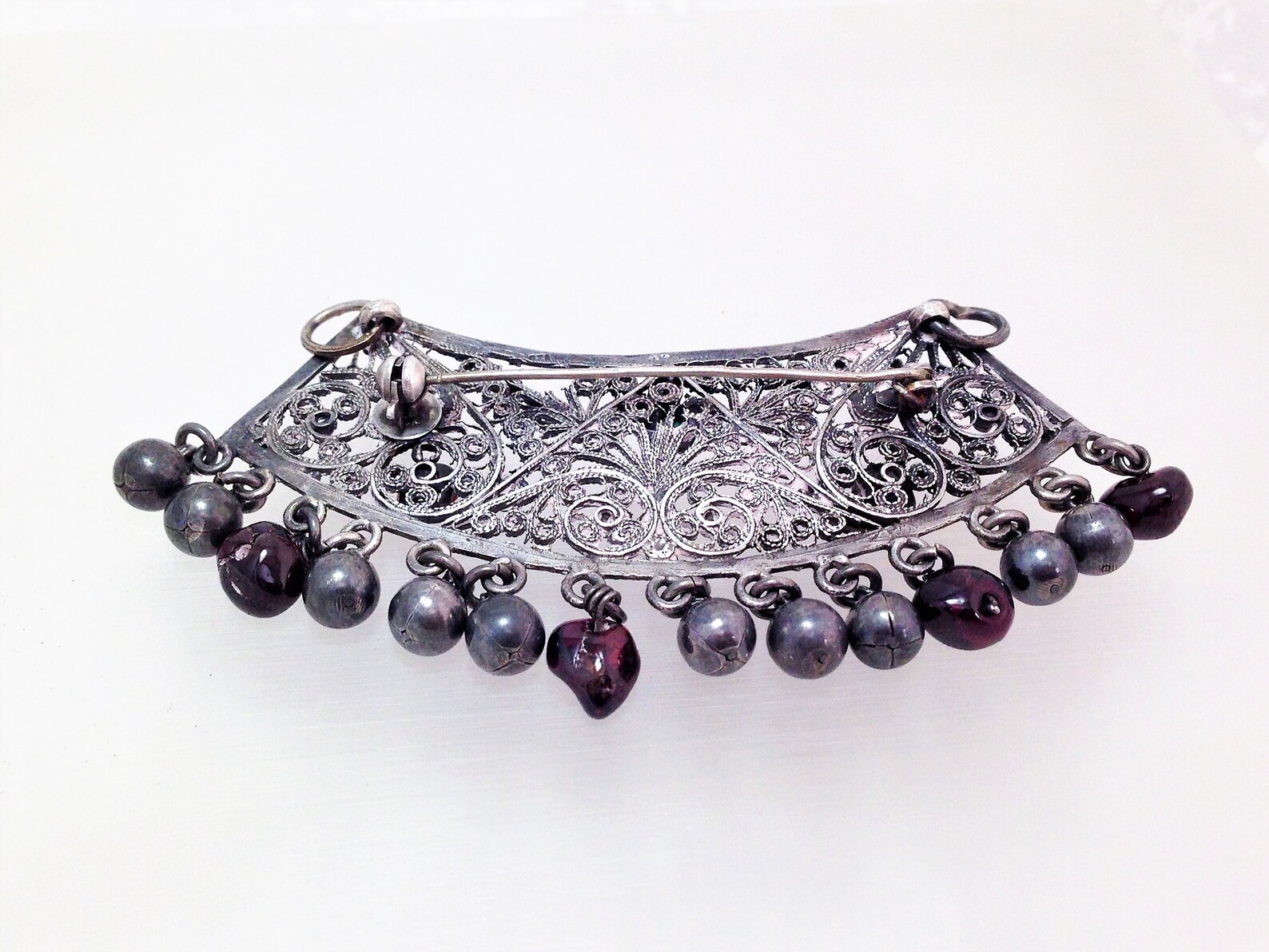 Vintage Brooch Vintage Filigree Silver Brooch Gemstones Etsy UK
