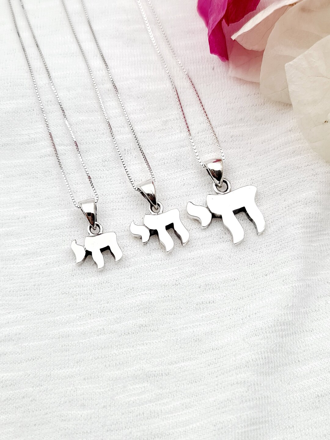 Chai Anhänger Halskette, 925 Sterling Silber Chai Lebenssymbol, Hebräisch Jüdisch, Kabbalah Schmuck - Schweiz
