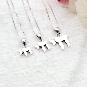 Chai Pendant Necklace, 925 Sterling Silver Chai Life Symbol, Hebrew Jewish, Kabbalah Jewelry