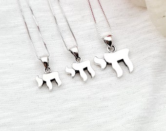 Chai Pendant Necklace, 925 Sterling Silver Chai Life Symbol, Hebrew Jewish, Kabbalah Jewelry