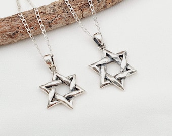 Sterling Silver Men's Star of David Necklace: Jewish Judaica Magen David Pendant