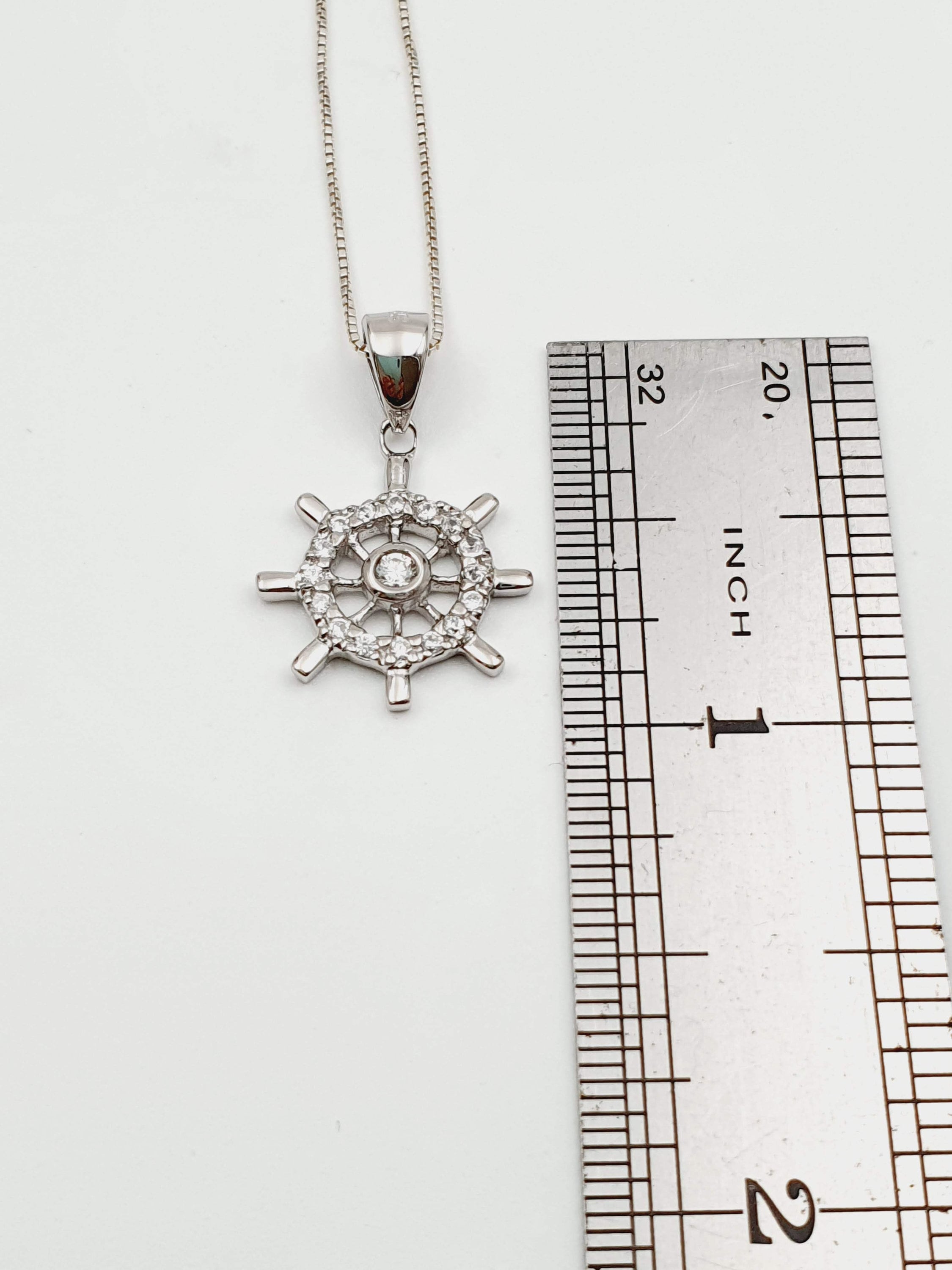 925 Sterling Silver Ship Wheel Pendant Necklace Boat's Etsy UK