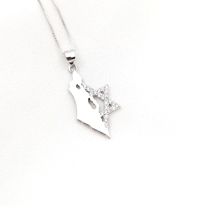 Collier carte d'Israël, étoile de David, pendentif pays, pendentif carte d'Israël en argent sterling 925, cadeau bijoux juifs, bijoux judaïques