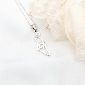 Israel Map Halskette, Country Anhänger, Israel Map Anhänger 925 Sterling Silber, Jüdischer Schmuck, Jedaica Schmuck