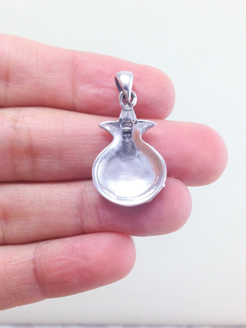 Judaica Jewelry Sterling Silver Pomegranate Pendant Pomegranate Pendant Necklace Red Crystals Gift for Her Pomegranate Jewelry