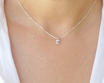 Initial Necklace 925 Sterling Silver & Gold Plated, Silver Charm Initial Necklace, Personalized Gift Minimalist Jewelry, Bridesmaid Gift