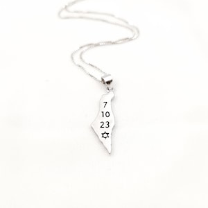Israel Landkarte Halsketten-Anhänger 925 Sterling Silber, Jüdischer Schmuck Geschenk, Land Anhänger, graviert 7 10 23