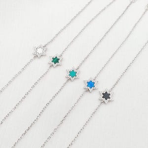Sterling Silver Star of David Bracelet: Turquoise, Opal, Black Onyx Jewish Jewelry
