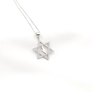 Israel Map Davidstern Halskette, Land Anhänger, Israel Map Anhänger 925 Sterling Silber, Jüdischer Schmuck Geschenk, Jejuda Schmuck