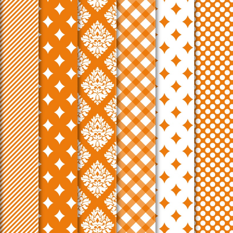 Orange digital paper orange print paper orange patterns | Etsy