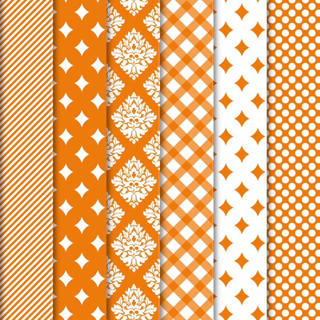 Orange digital paper orange print paper orange patterns Etsy