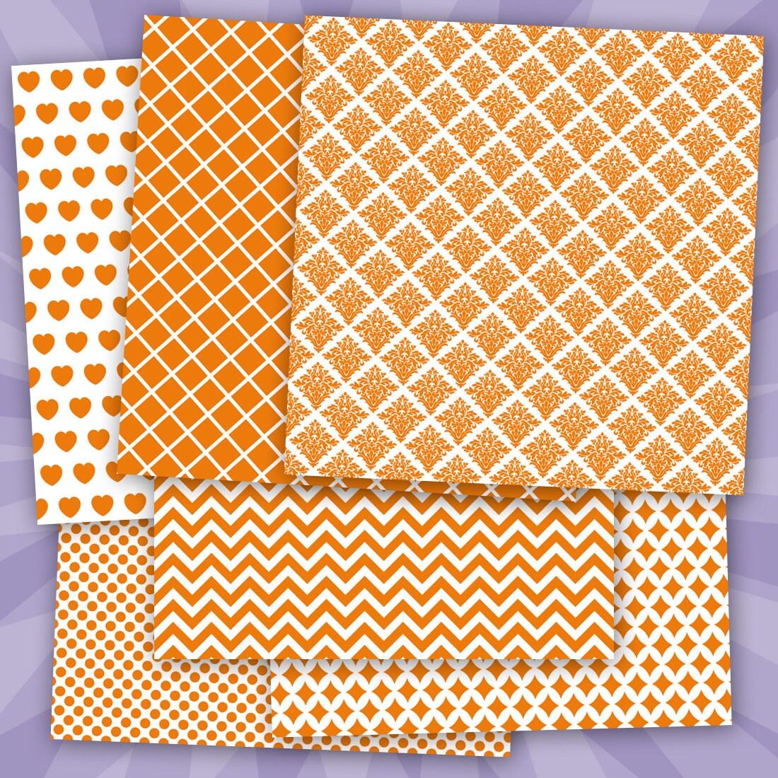 Orange digital paper orange print paper orange patterns | Etsy