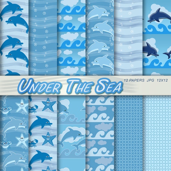 Under the sea digital scrapbook paper pack download. Sea | Etsy