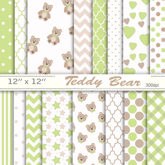 Teddy Bear supplies paper digital. Bear scrapbook printable Etsy