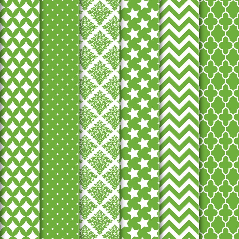 Green digital papers green scrapbooking green print pattern Etsy