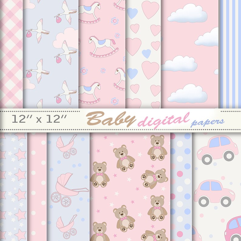 Scrapbooking Paper Digital Print Paper Baby Scrapbook Paper. Etsy