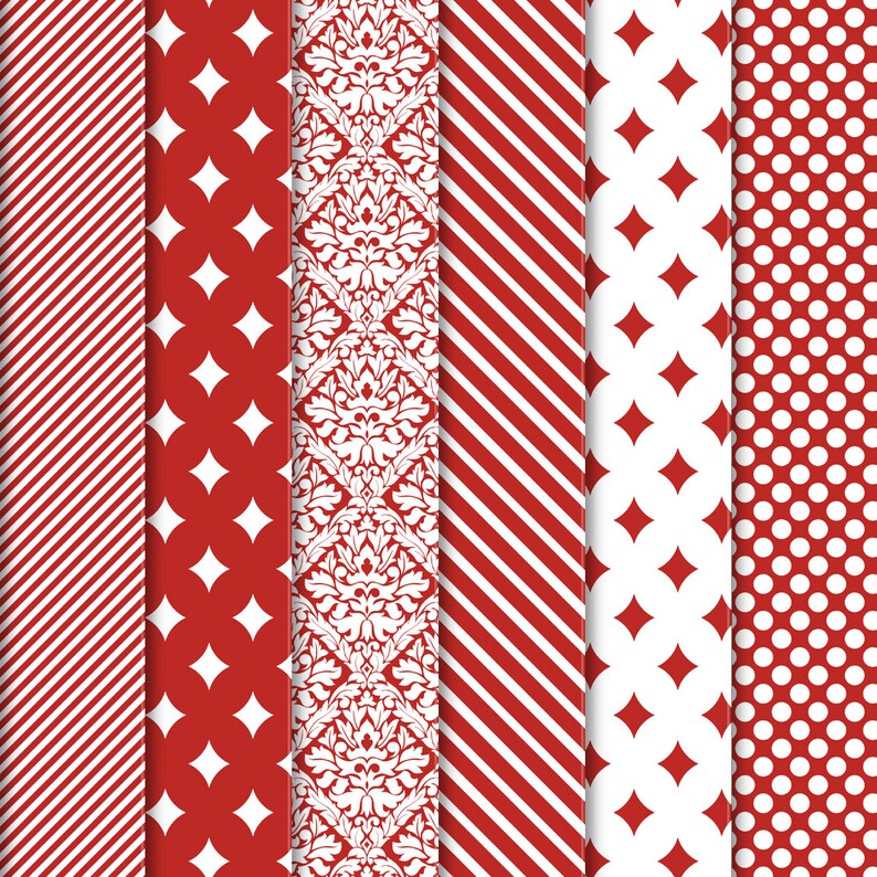 Red paper digital scrapbook red digital pattern red print Etsy