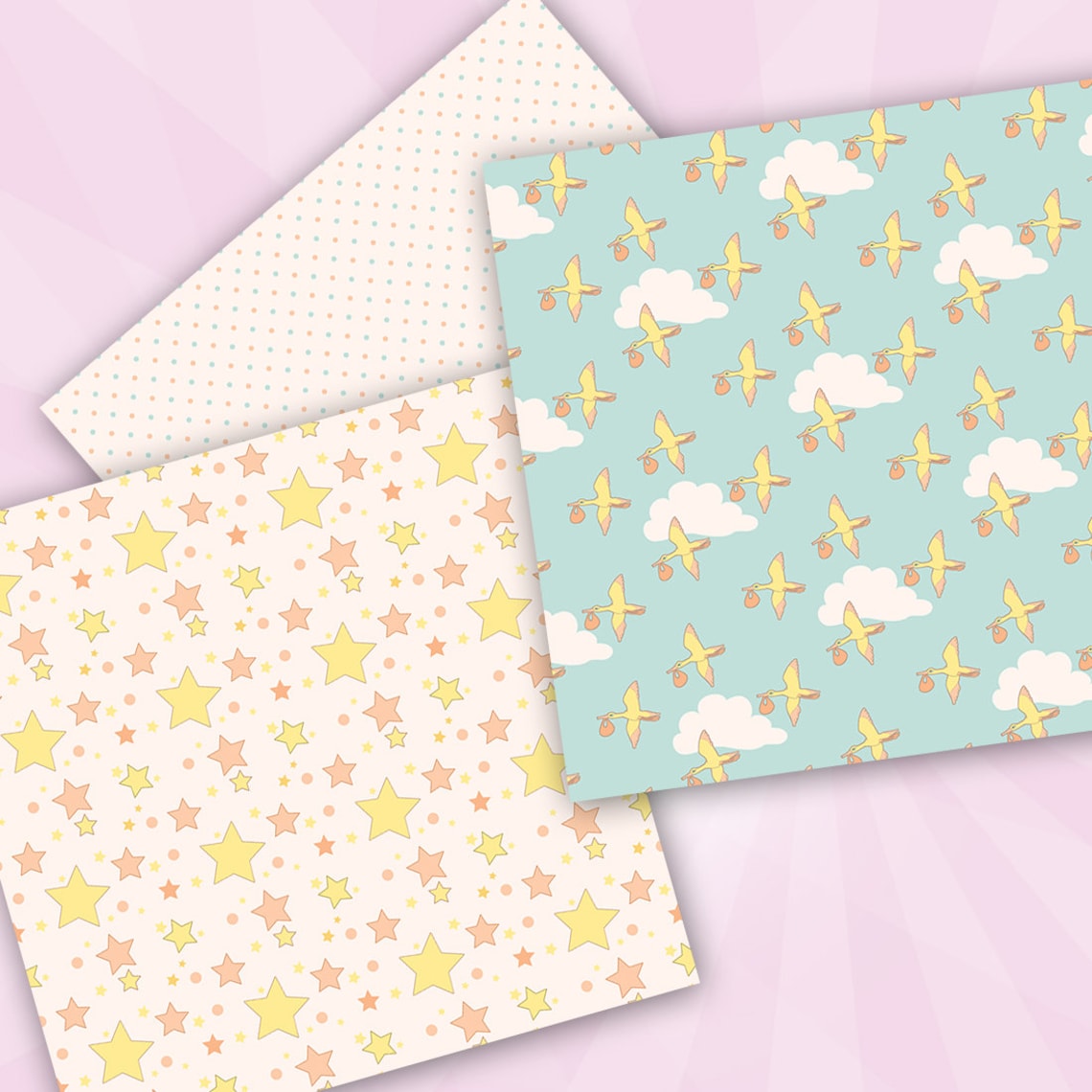 Papers baby digital pastel pink baby seamless JPG pink Etsy