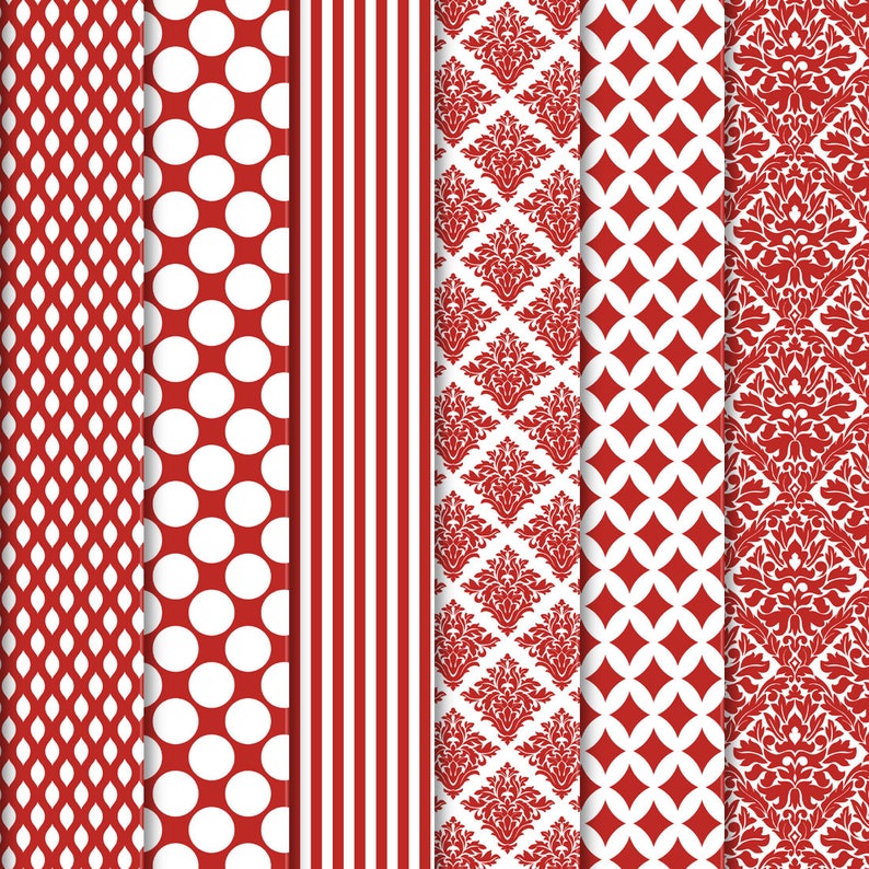 Red paper digital scrapbook red digital pattern red print Etsy